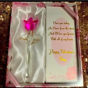 Happy Valentine's Day Glass pink Roses